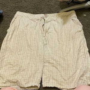 Quicksilver Mens 36 Plaid Beige, grey, cream. Shorts